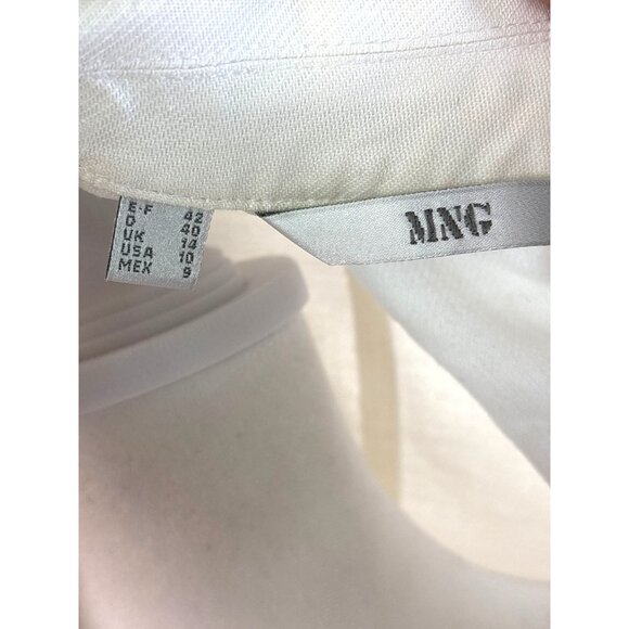 MNG Mango Linen Blend Jacket Long Blazer White Size 10 Trendy‎ Overcoat - Picture 10 of 10